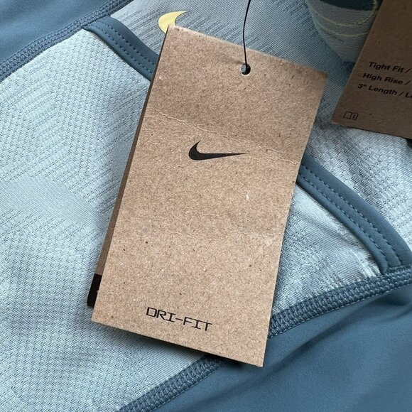 Nike Pro Shorts Training Medium Womens Dri Fit High Rise 3" Blue $40 - Picture 8 of 9
